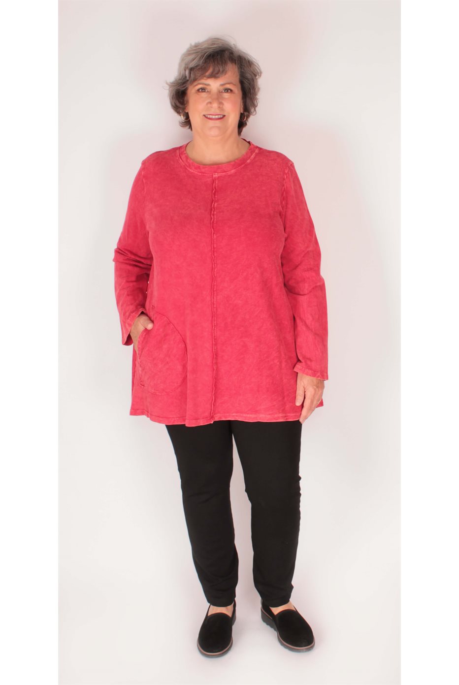 Cotton French Terry Tunic Scarlet